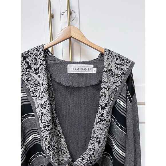 Vintage 90s Women Componix Marsha Brander Sz 8 Black Gray Avant Garde Artsy - Picture 2 of 8